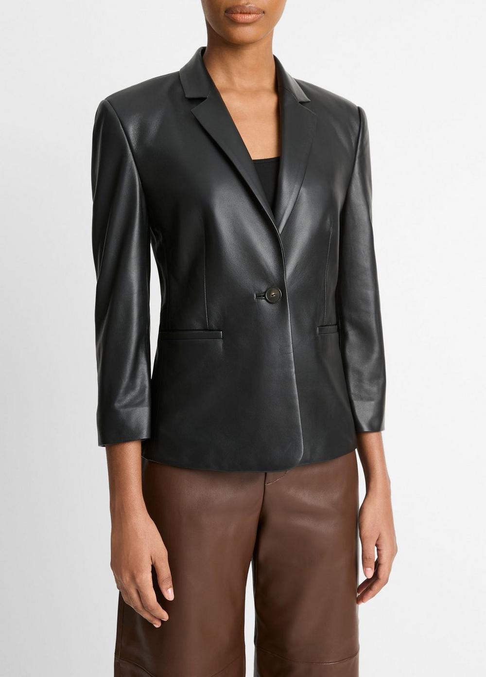 Leather Shrunken Blazer Product Image