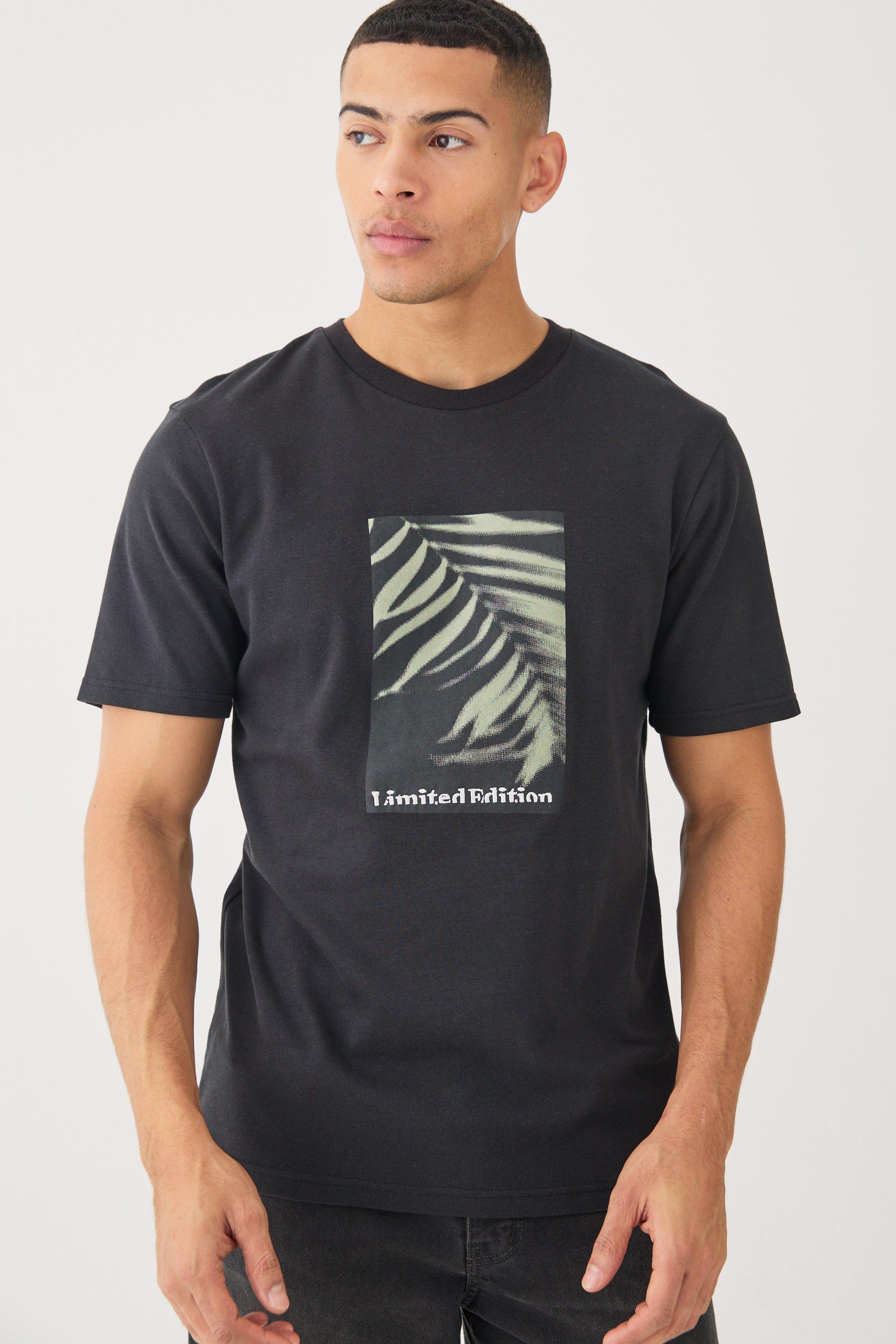 Mens Black Heavyweight Interlock Palm Graphic T-shirt, Black Product Image