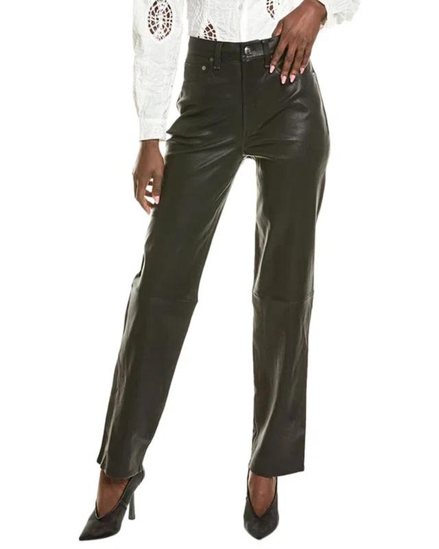 RAG & BONE Harlow Mid-rise Leather Straight Leg Jean In Black Product Image