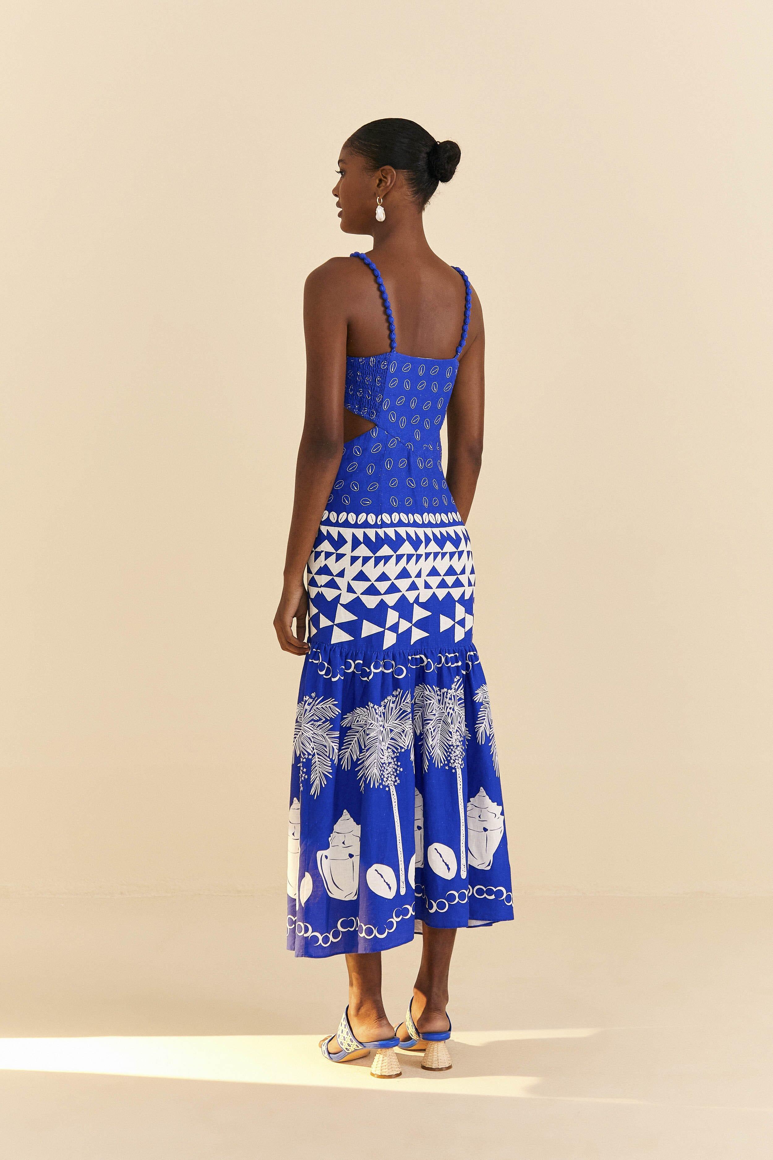 Blue Mixed Ondina Midi Dress Product Image