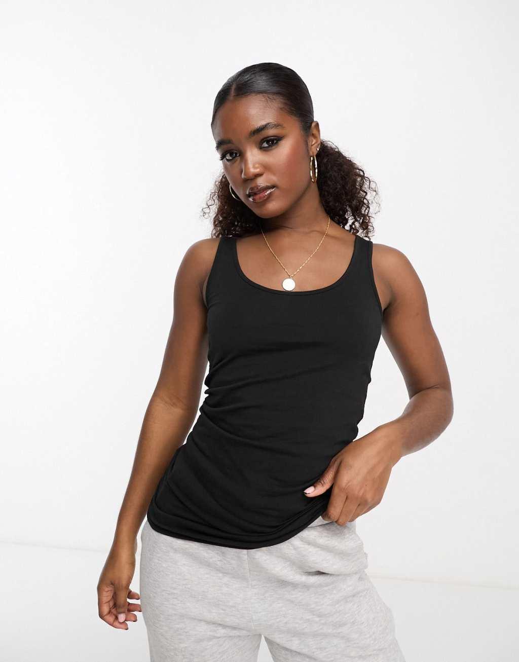 Vero Moda longline tank top in white Product Image