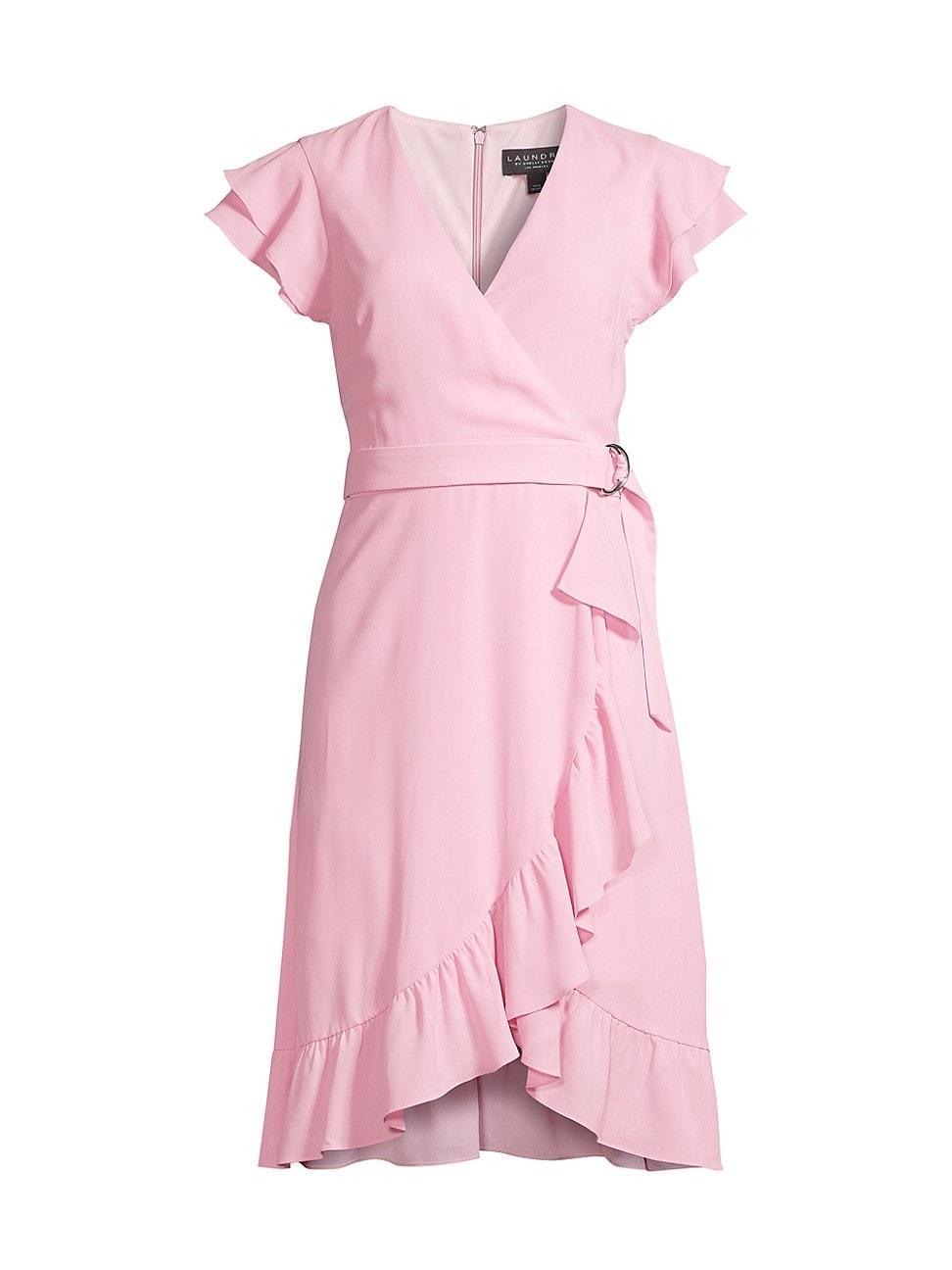 Womens Belted Flutter-Sleeve Dress Product Image