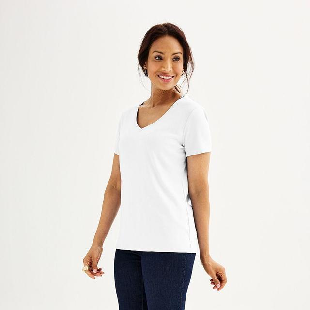 Womens Croft & Barrow Essential V-Neck Tee White Product Image