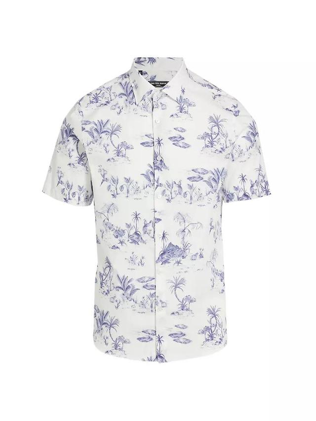 Slim-Fit Beach Scene Print Short-Sleeve Shirt Product Image