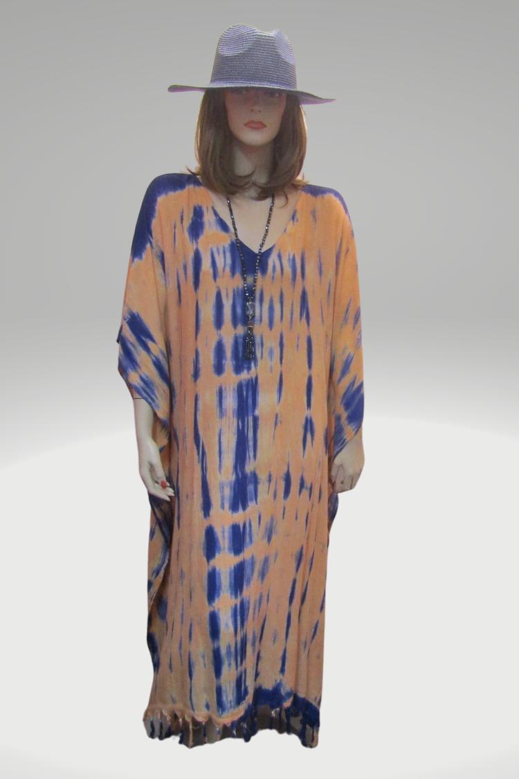 Tie Dye Kaftan -Orange/Purple Product Image