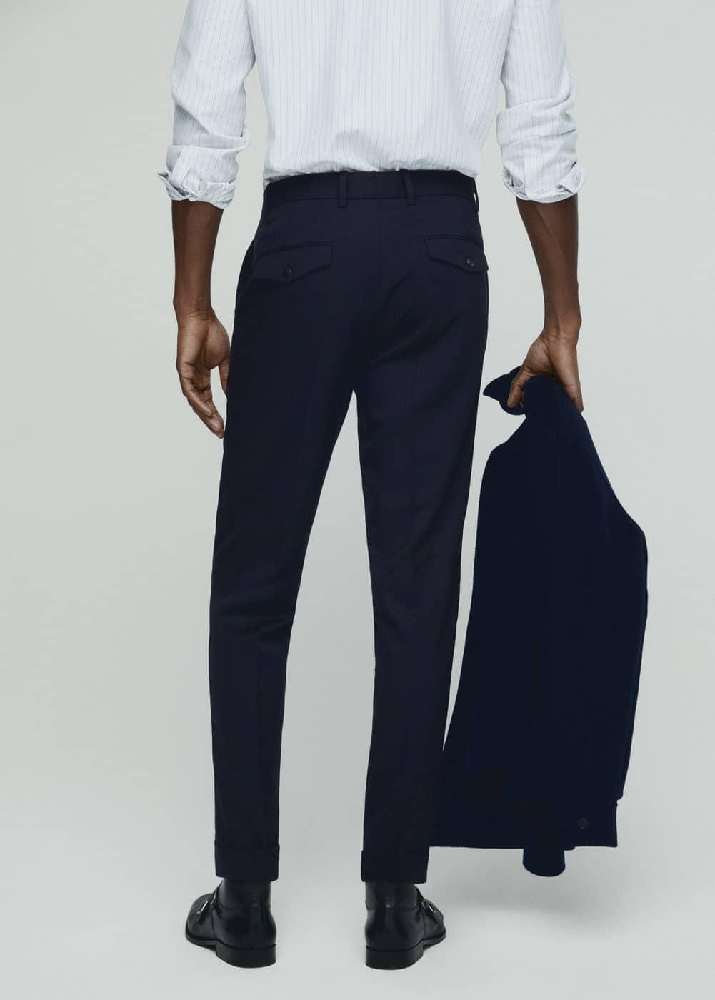 MANGO MAN - Pleat detail wool pants navyMen Product Image