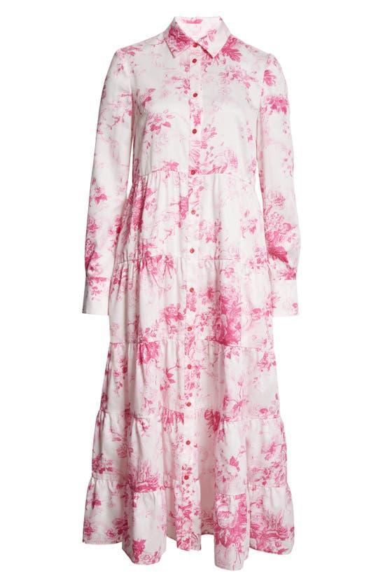 Floral Print Long Sleeve Tiered Shirtdress In Antique Print Rose Product Image