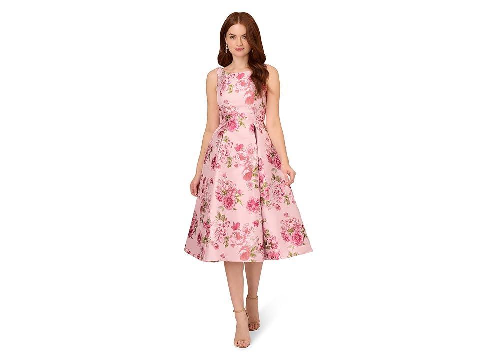 Adrianna Papell Jacquard Flared Dress (Blush Multi) Women's Dress Product Image