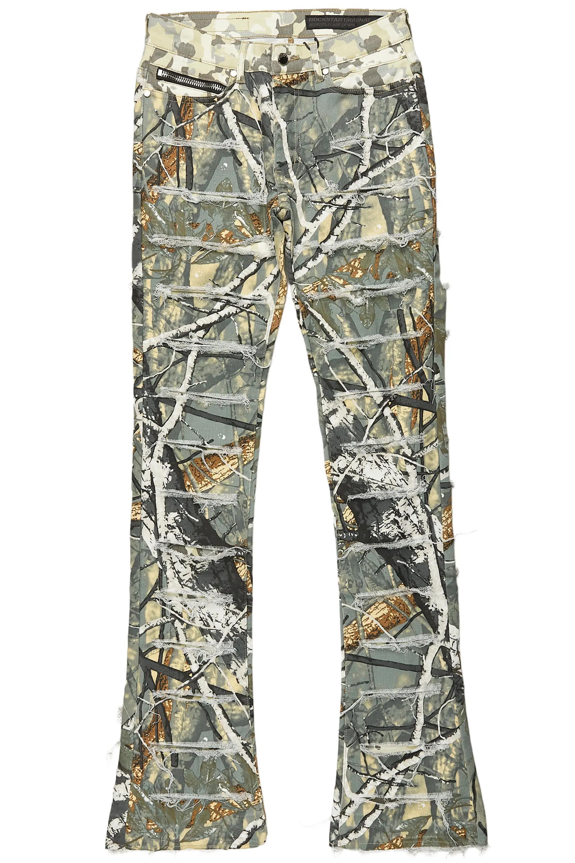 Miguelo Tree Camo Stacked Flare Jean Male Product Image