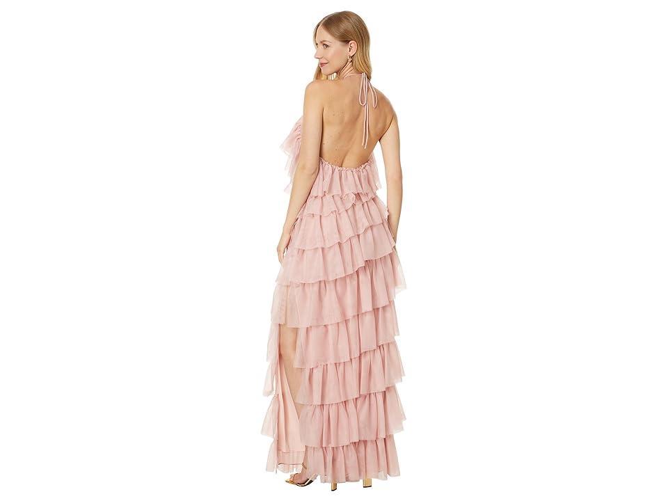 Betsy & Adam Long Mesh Multi Tier Tie Neck (Blush) Women's Dress Product Image