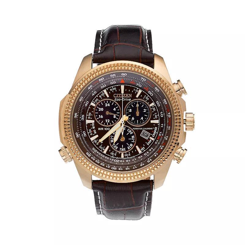 Citizen Mens Eco-Drive Perpetual Calendar Leather Chronograph Watch - BL5403-03X, Brown Product Image