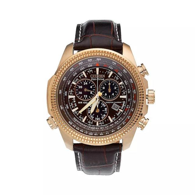 Citizen Mens Eco-Drive Perpetual Calendar Leather Chronograph Watch - BL5403-03X, Brown Product Image