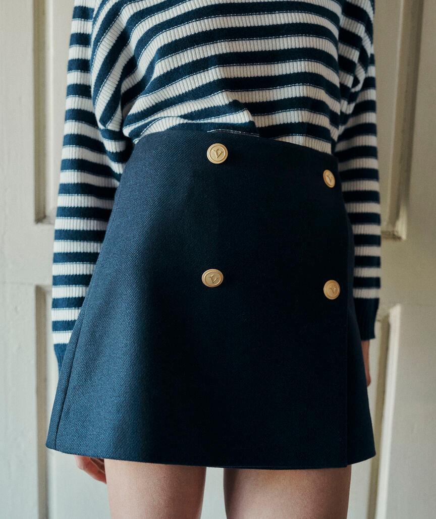 Wool Button-Front Mini Skirt Product Image