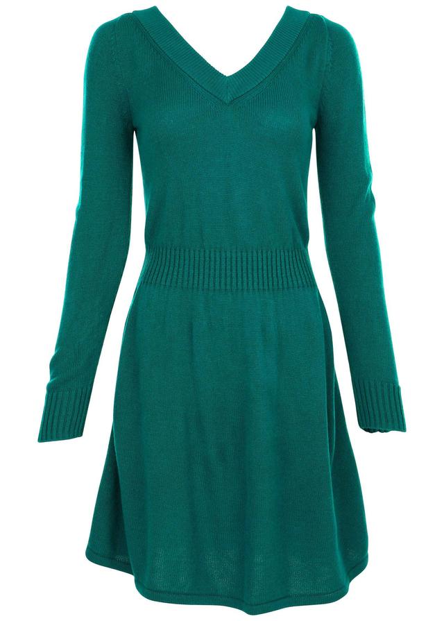 V-Neck Mini Sweater Dress - Deep Lake Product Image