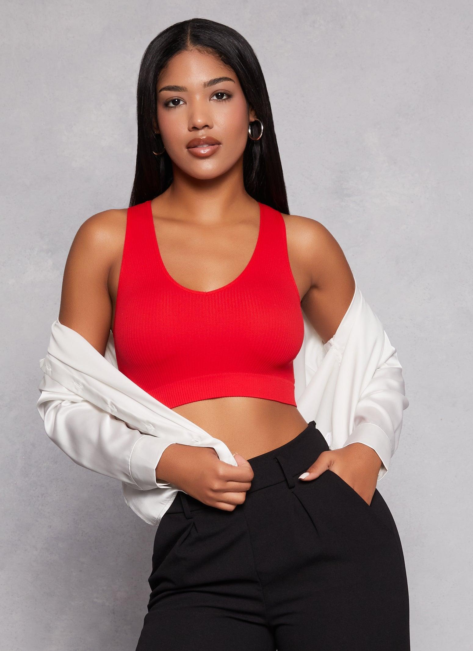 Womens Rib Knit Seamless Crop Top Product Image