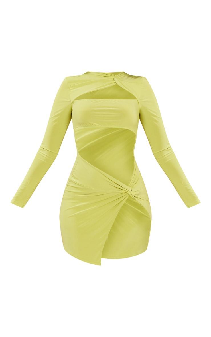 Shape Lime Slinky Knot Detail Cut Out Mini Dress Product Image