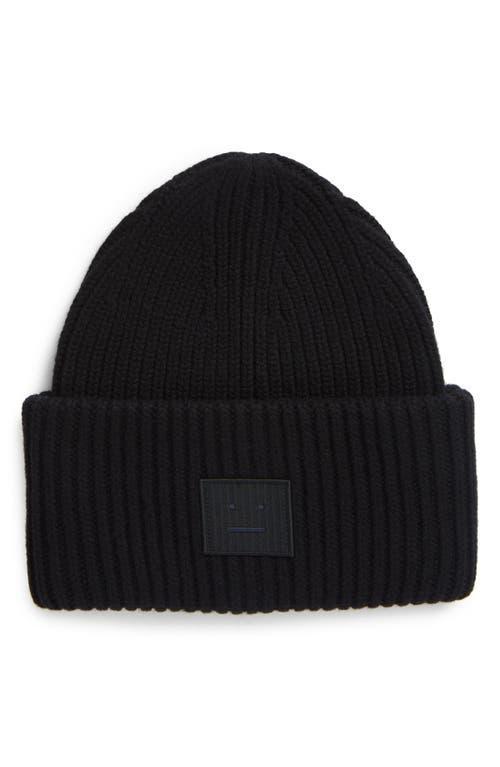 Acne Studios Pansy Face Patch Rib Wool Beanie Product Image