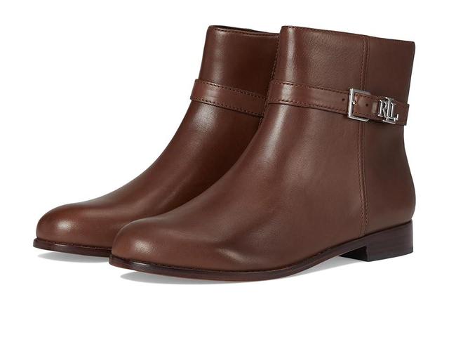 Lauren Ralph Lauren Brooke Burnished Leather Bootie (Dark Mahogany) Women's Boots Product Image