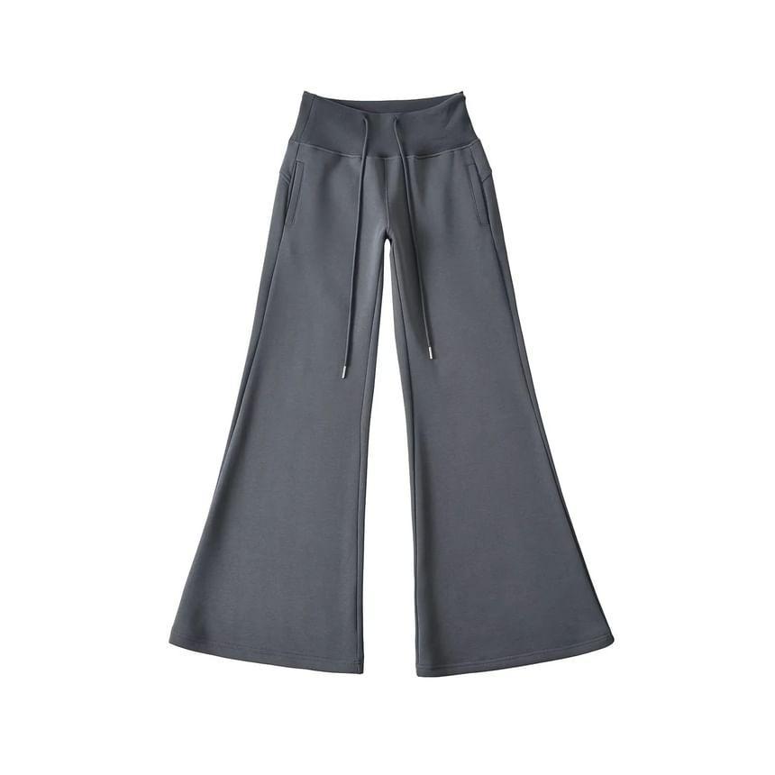 Drawstring Waist Plain Flared Sweatpants Product Image