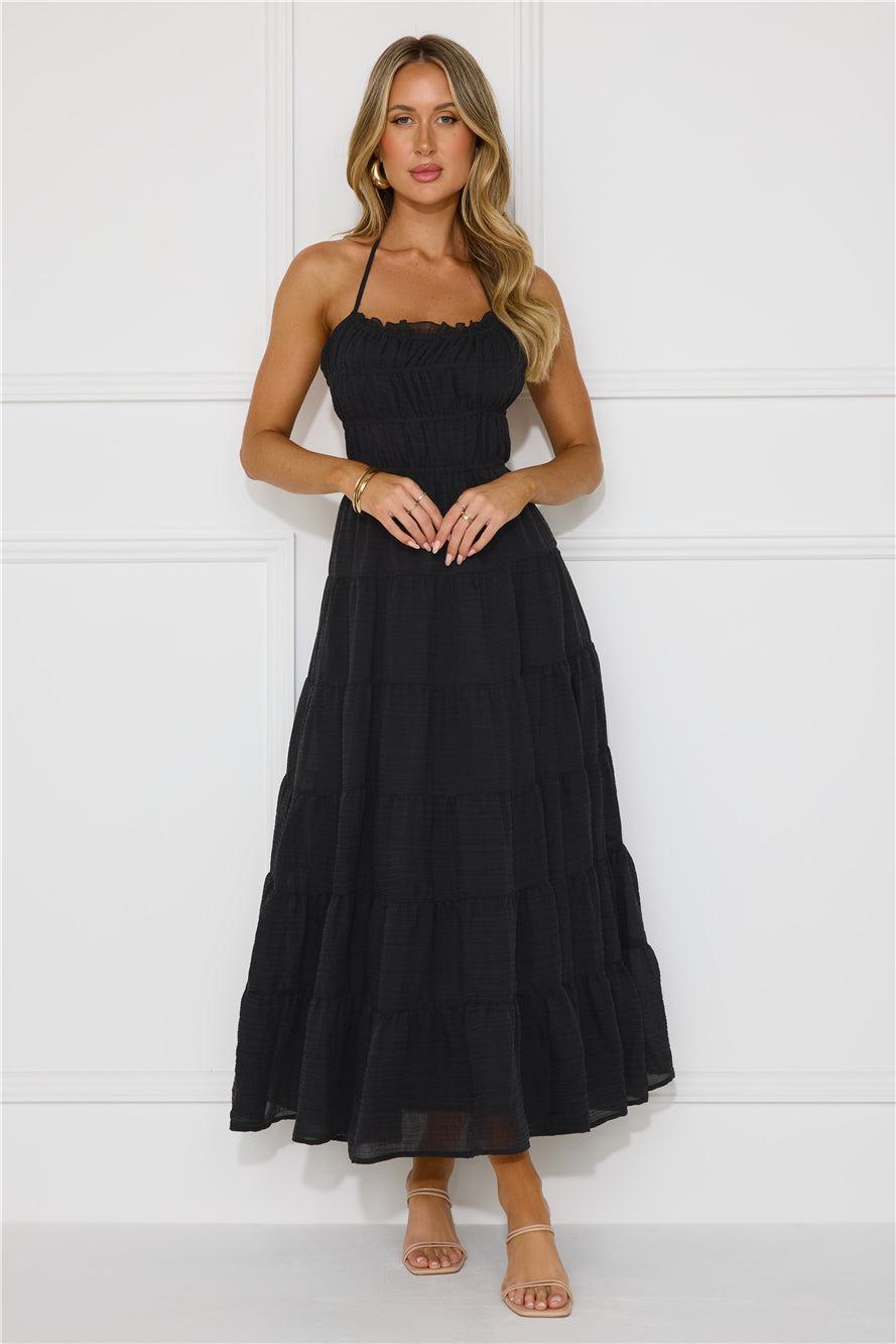 Beauty Retreat Halter Maxi Dress Black Product Image