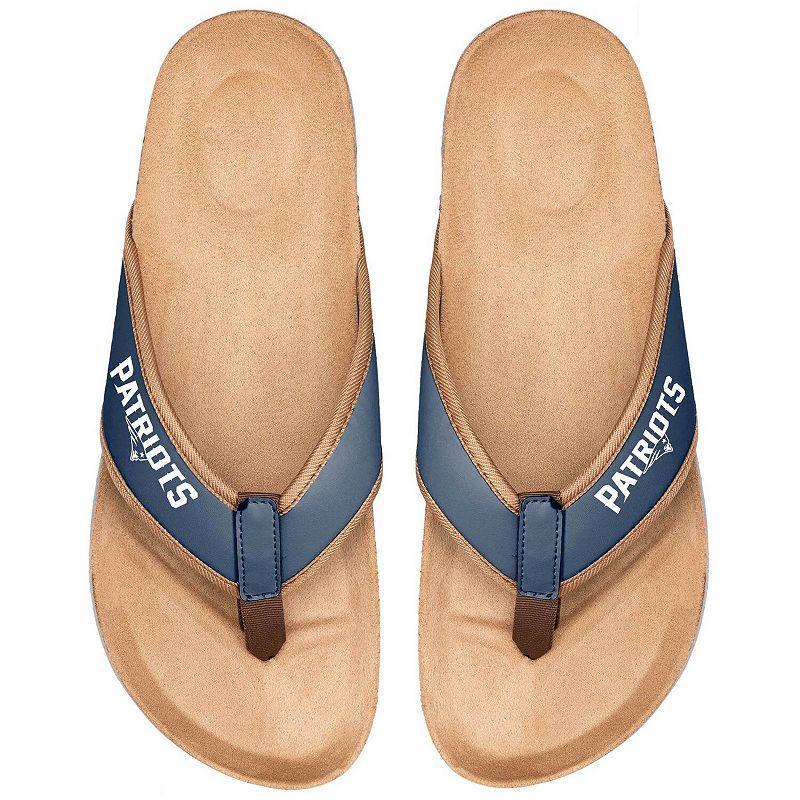 Mens FOCO New England Patriots Cork Flip Flops Blue Product Image