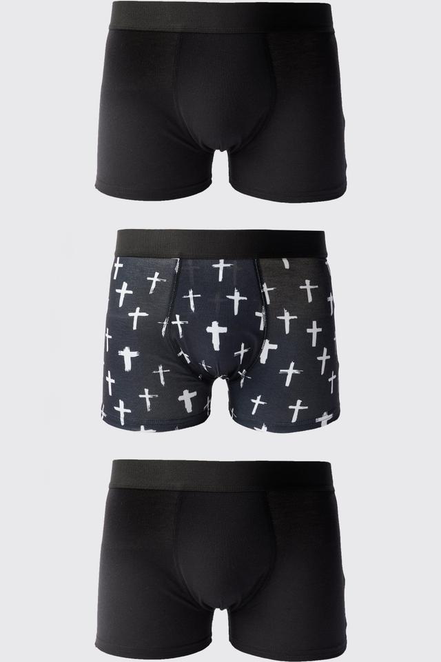 2 Pack Man Cross Printed Boxers | boohooMAN USA Product Image