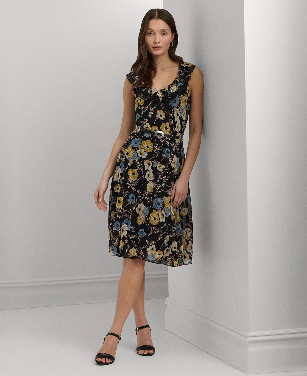 Women's Belted Floral A-Line Dress Product Image