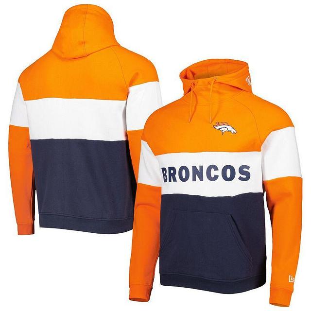 Mens New Era Denver Broncos Colorblock Current Pullover Hoodie Blue Product Image