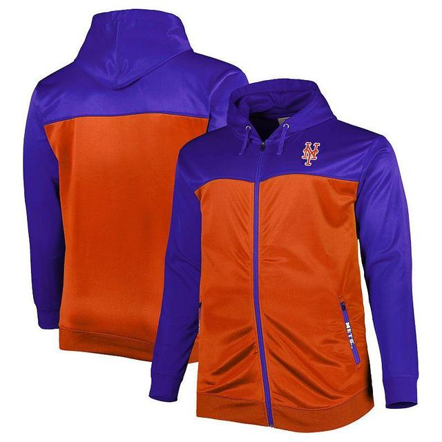 Mens Royal/Orange New York Mets Big & Tall Yoke Full-Zip Hoodie Product Image