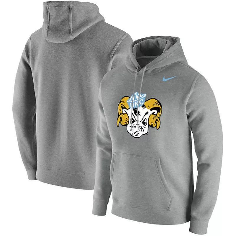 NIKE Heathered Gray North Carolina Tar Heels Vintage School Logo Pullover Hoodie Product Image