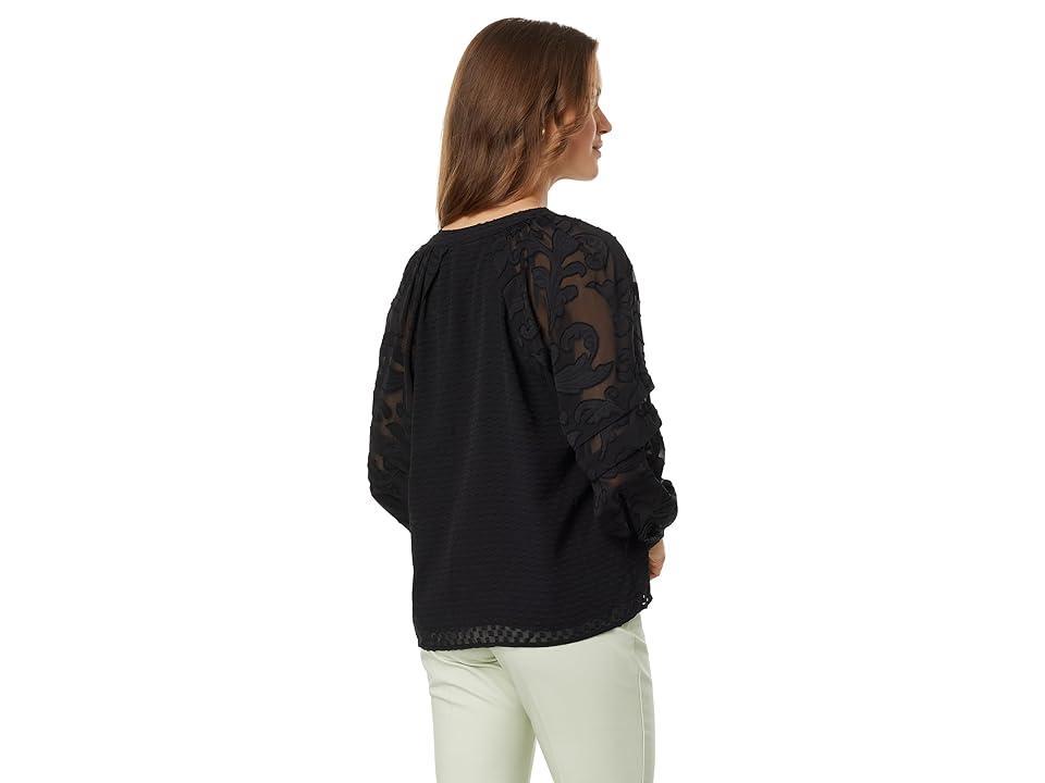 Vince Camuto V-Neck Combo Long Sleeve Blouse (Rich ) Women's Clothing Product Image