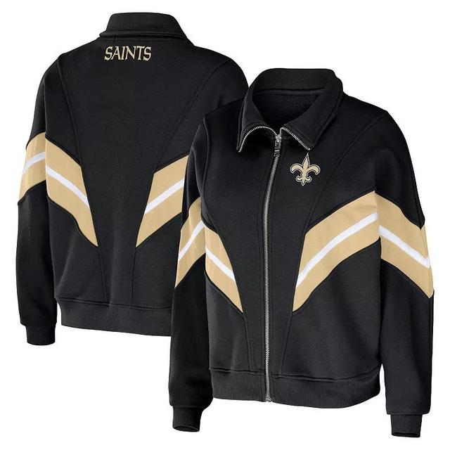 Womens WEAR by Erin Andrews New Orleans Saints Plus Size Yarn Dye Stripe Full-Zip Jacket Product Image