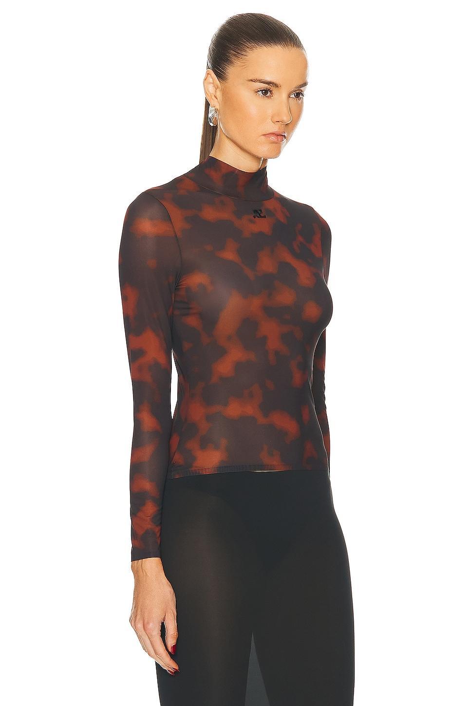 Courreges Mockneck Sheer Top in Brown product image