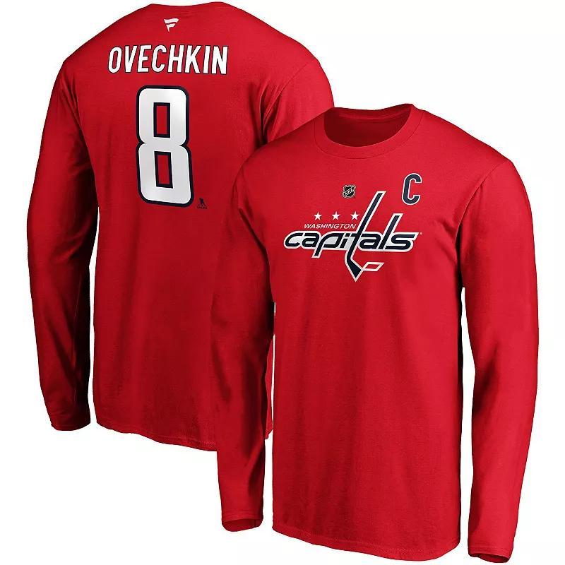 Mens Fanatics Branded Alexander Ovechkin Washington Capitals Authentic Stack Name & Number Long Sleeve T-Shirt Product Image