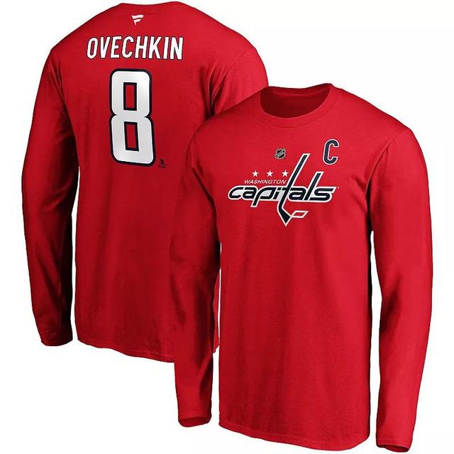 Mens Alexander Ovechkin Red Washington Capitals Authentic Stack Name and Number Long Sleeve T-shirt Product Image