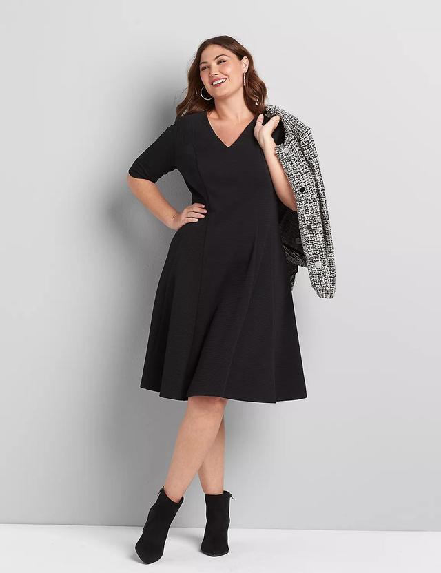 Perfect Sleeve Textured Fit & Flare Dress Product Image