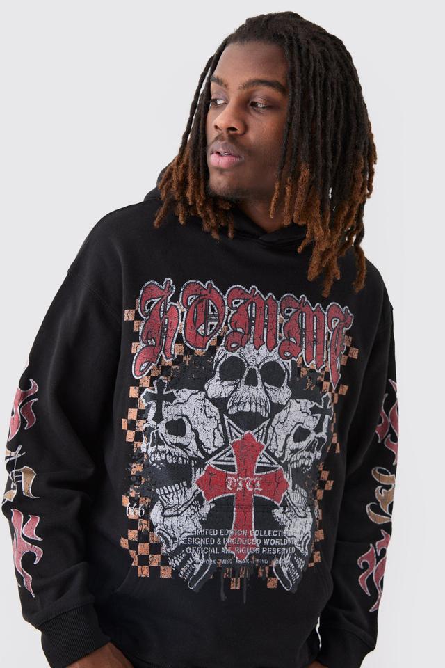 Oversized Homme Cross Graphic Hoodie | boohooMAN USA Product Image