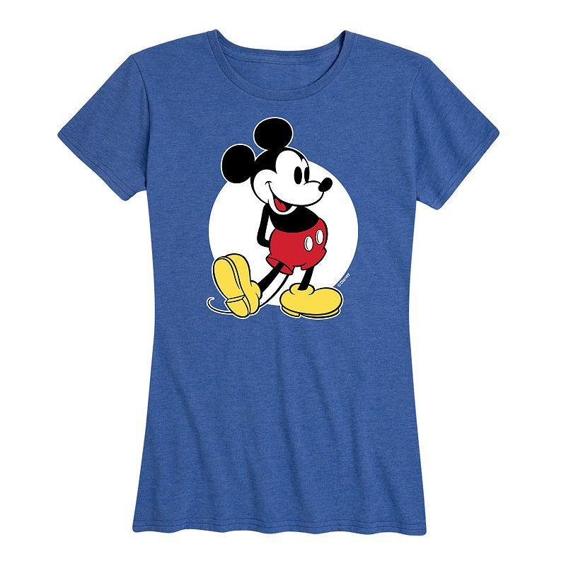 Disneys Mickey Mouse Plus Classic Graphic Tee, Womens Grey Royal Blue Product Image