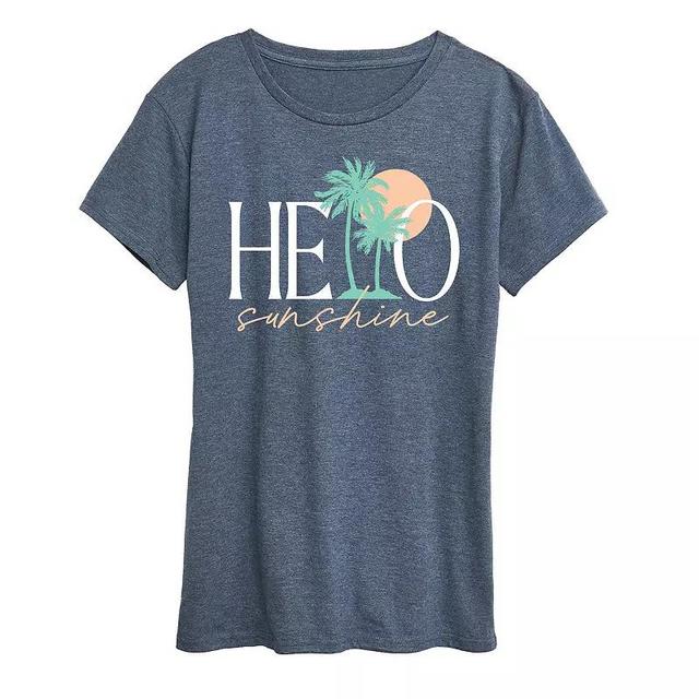 Womens Hello Sunshine Palms Graphic Tee Blue Product Image