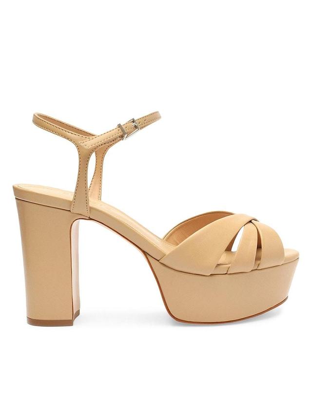 Schutz Keefa Leather Platform Ankle Strap Sandals Product Image