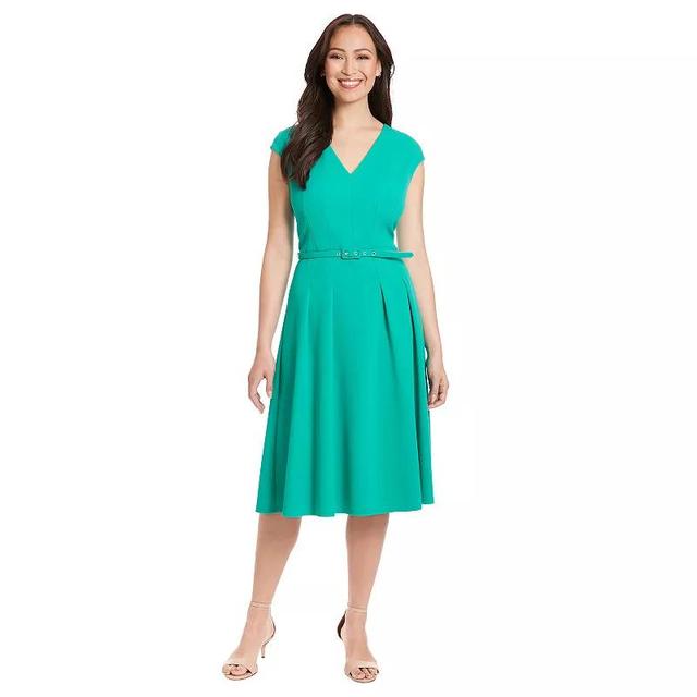 Womens London Times V-Neck Tucked Midi Dress With Belt Product Image