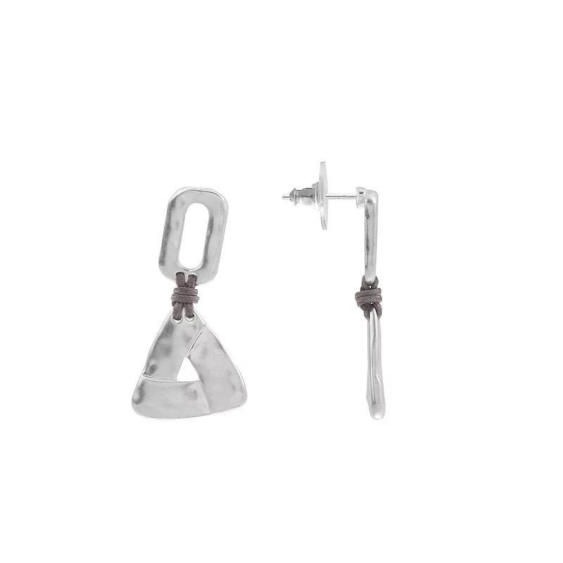 Bella Uno Worn Silver Triangle Charm Post Earrings, Womens, Gold Tone Product Image