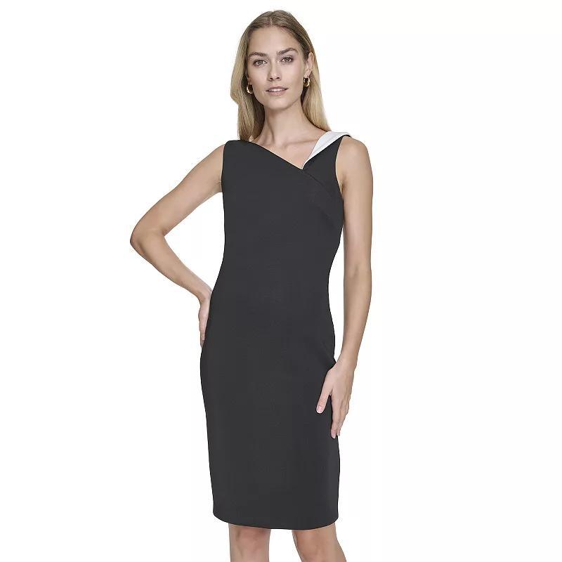 Womens Andrew Marc Sleeveless Asymmetrical Neck Sheath Dress Product Image