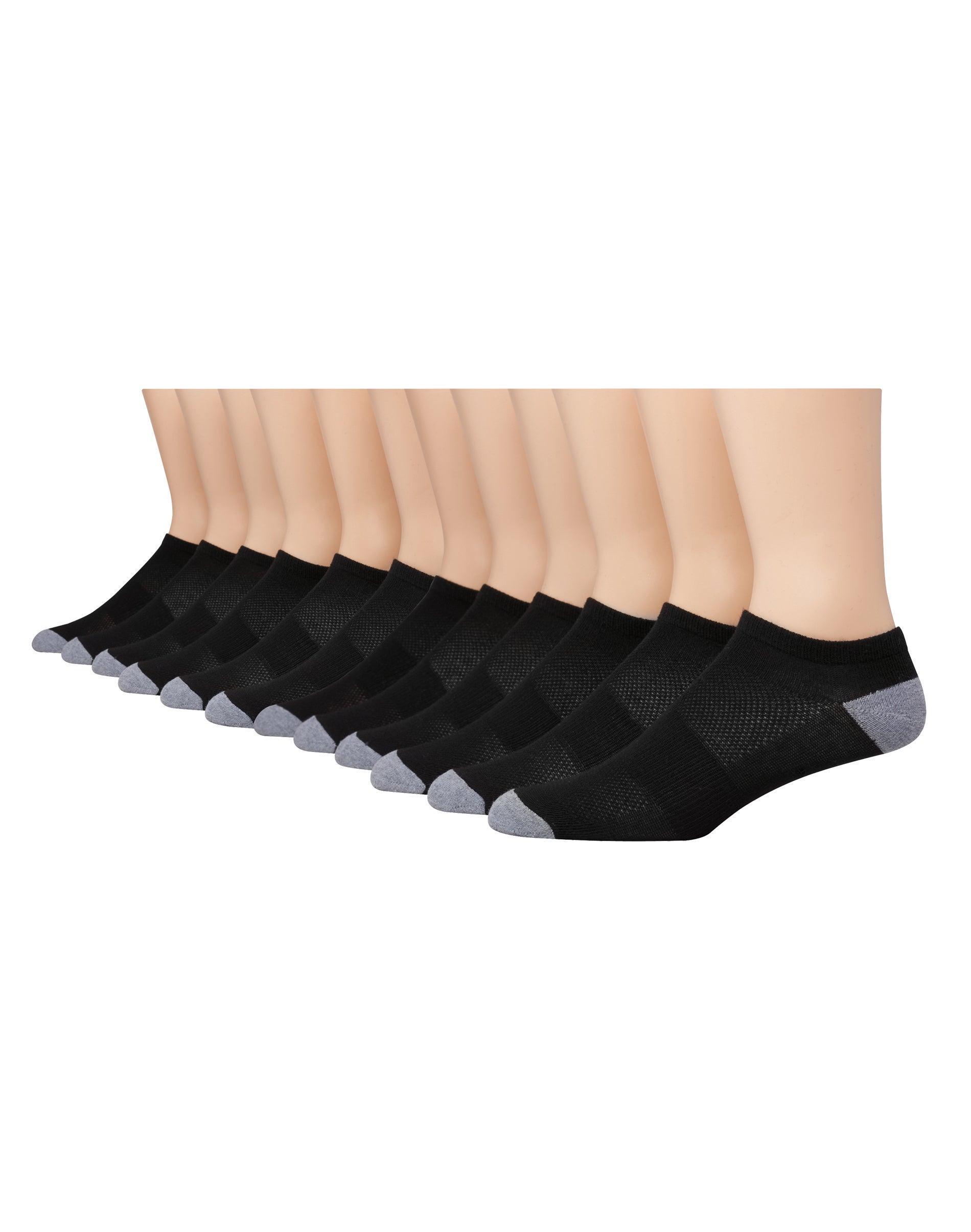 Hanes Mens FreshIQ X-Temp Low Cut Socks 12-Pack Black 6-12 Product Image