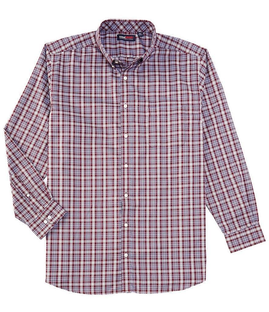 Roundtree & Yorke Big & Tall TravelSmart Classic Fit Easy Care Twill Medium Plaid Sport Shirt Product Image