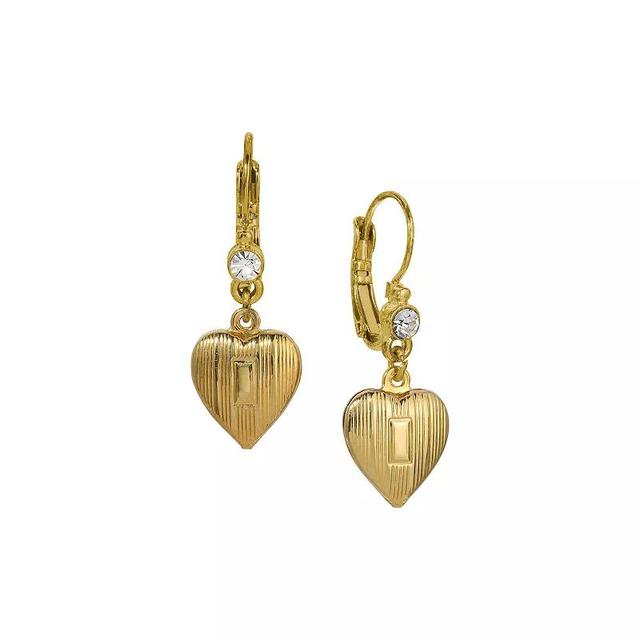 1928 Gold Tone Crystal Heart Drop Earrings, Womens, Yellow Product Image