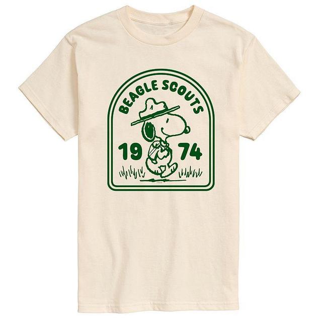 Mens Peanuts Beagle Scouts Badge Graphic Tee Beige Product Image