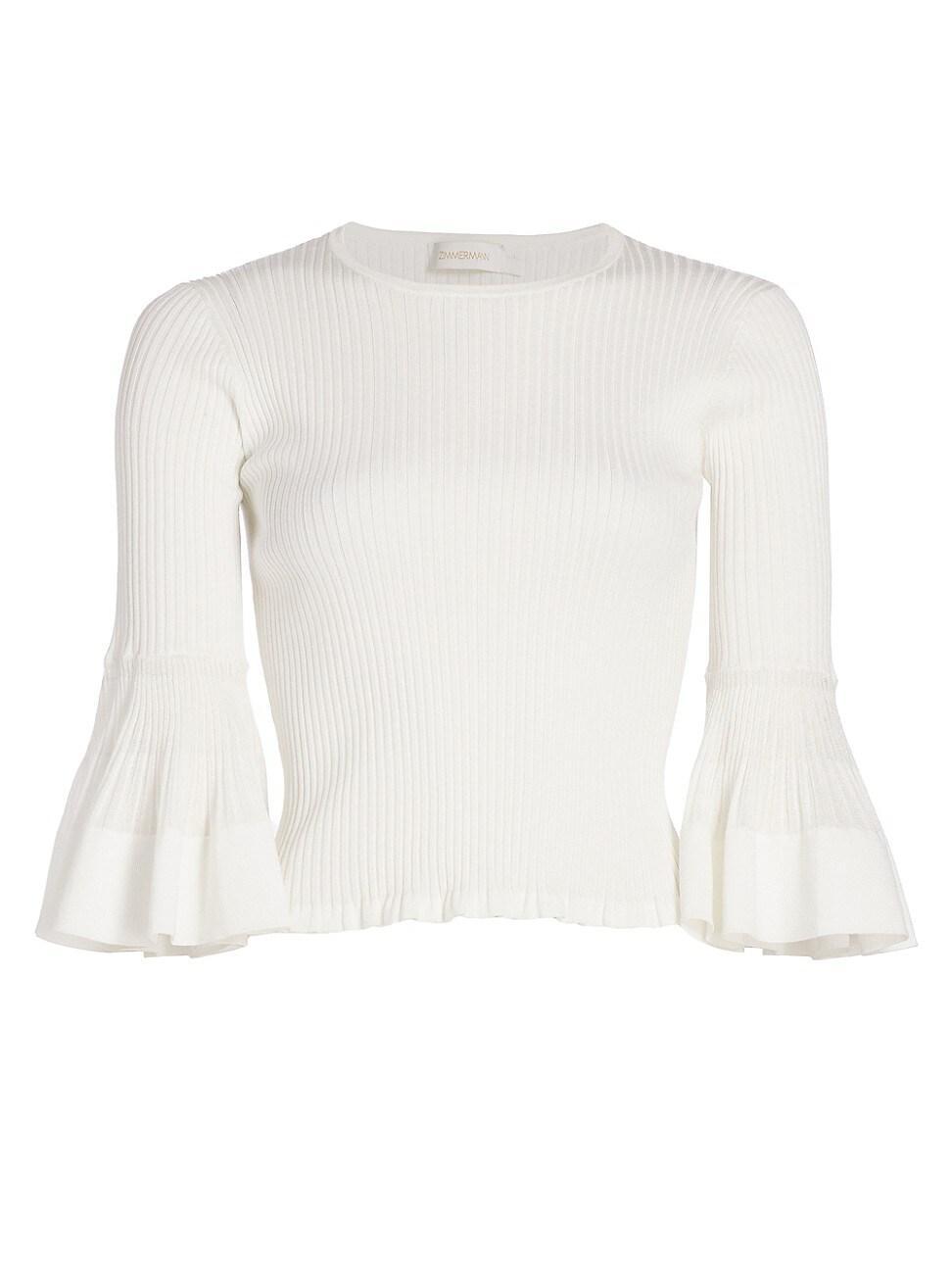 Womens Natura Rib-Knit Ruffled Top product image