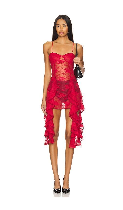 Soft Lace Volant Mini Dress Product Image