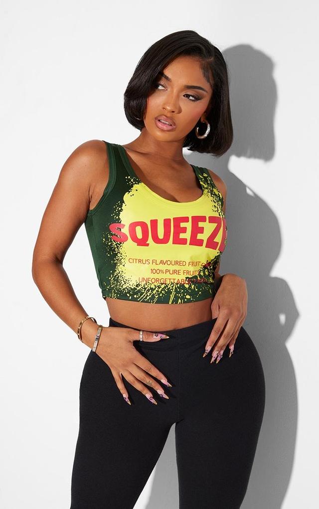 Shape Green Squeeze Graphic Scoop Neck Crop Top Product Image